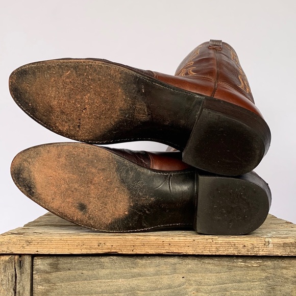 SOLD LUCCHESE 1883 Lizard Exotic Goat Leather Brown Cowboy Western Boots Mens 12 - Picture 6 of 9